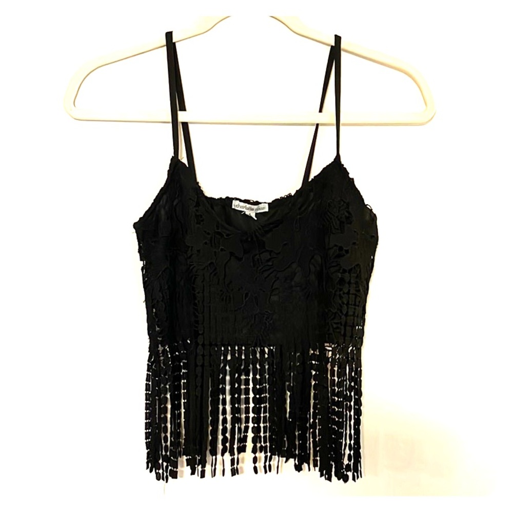 Black fringe Charlotte Russe crop top size Small